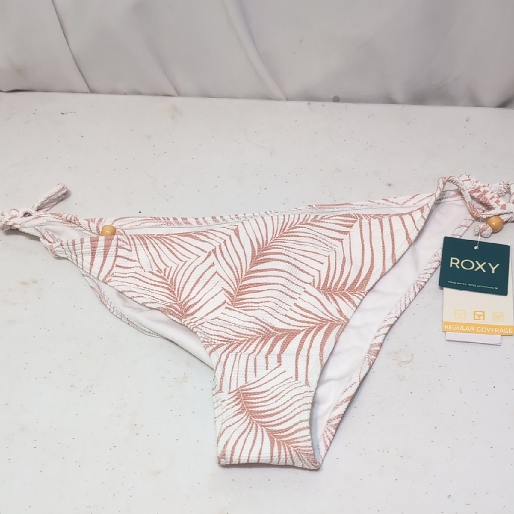 Roxy Pin and White Bikini Cheeky Cut